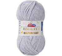 Himalaya Dolphin Baby Yarn Each Skein 100gr 120m Hilo súper voluminoso para tejer y ganchillo, ideal para cárdigans, chales, mantas, sombreros y textiles para el hogar (1, 80325 gris claro)