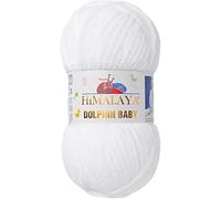 Himalaya Dolphin Baby Yarn Each Skein 100gr 120m Hilo súper voluminoso para tejer y ganchillo, ideal para cárdigans, chales, mantas, sombreros y textiles para el hogar (1, 80301 blanco)