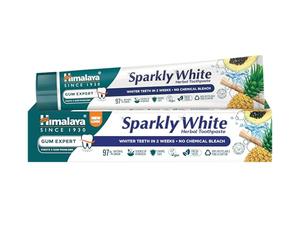 Himalaya Herbals Sparkly White Herbal Vegetarian Toothpaste for whitening teeth with advanced plague removal|Anti-inflammatory 12-Hour Germ Protection- 75ml