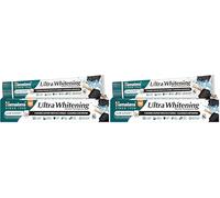 Himalaya Pasta de Dientes Ultra Whitening - Fórmula Herbal con Carbón Activado de Coco y Aceite de Semillas Negras, Sin Flúor, 100% Vegana, Limpia y Blanquea los Dientes en 3 Tonos, 75ml