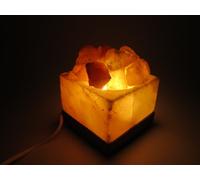 Himalaya Salt Dreams 4041678002282 - Cristales de Sal con iluminación - Cuenco Cuadrado (con Sal Cristales/Base de Madera, Incluye eléctricos y Bombilla