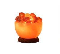 HIMALAYA SALT DREAMS Cuenco redondo iluminado de cristal de sal con base de madera, sal cristalina de Punjab/Pakistán, naranja, aprox. 13 x 13 x 15 cm, 3 unidades