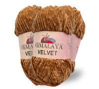 Himalaya Velvet, 3 madejas de 100% poliéster para tejer, ganchillo, chenilla, hilo esponjoso, ropa, mantas de bebé, cada madeja de 100 g, 120 m (90037)