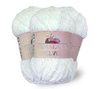 Himalaya Velvet, 3 madejas de 100% poliéster para tejer, ganchillo, chenilla, hilo esponjoso, ropa, mantas de bebé, cada madeja de 100 g, 120 m (90001)