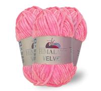 Himalaya Velvet, 3 madejas de 100% poliéster para tejer, ganchillo, felpilla, para ropa, mantas de bebé, cada madeja de 100 g, 120 m (90009)