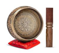 Himalayan Bazaar Juego de Cuenco Tibetano con Sonido Para Meditar, Cuenco Tibetano Elaborado a Mano Fácil de Tocar, Con Sonidos Para Hacer Yoga y Alinear Los Chacras