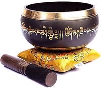 Himalayan Bazaar Juego de Cuenco Tibetano con Sonido Para Meditar, Cuenco Tibetano Elaborado a Mano Fácil de Tocar, Con Sonidos Para Hacer Yoga y Alinear Los Chacras