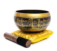 Himalayan Bazaar Juego de Cuenco Tibetano con Sonido Para Meditar, Cuenco Tibetano Elaborado a Mano Fácil de Tocar, Con Sonidos Para Hacer Yoga y Alinear Los Chacras