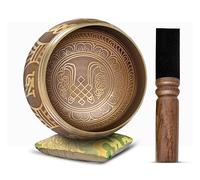 Himalayan Bazaar Juego de Cuenco Tibetano con Sonido Para Meditar, Cuenco Tibetano Elaborado a Mano Fácil de Tocar, Con Sonidos Para Hacer Yoga y Alinear Los Chacras