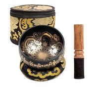 Himalayan Bazaar Juego de Cuenco Tibetano con Sonido Para Meditar, Cuenco Tibetano Elaborado a Mano Fácil de Tocar, Con Sonidos Para Hacer Yoga y Alinear Los Chacras