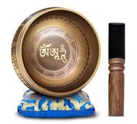 Himalayan Bazaar Juego de Cuenco Tibetano con Sonido Para Meditar, Cuenco Tibetano Elaborado a Mano Fácil de Tocar, Con Sonidos Para Hacer Yoga y Alinear Los Chacras