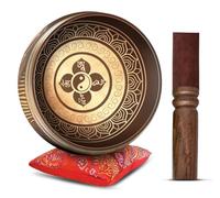 Himalayan Bazaar Juego de Cuenco Tibetano con Sonido Para Meditar, Cuenco Tibetano Elaborado a Mano Fácil de Tocar, Con Sonidos Para Hacer Yoga y Alinear Los Chacras