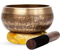 HIMALAYAN BAZAAR Juego de cuencos tibetanos grandes, fáciles de jugar, diseño de mantra, meditación y sanación, regalo de sonido de Himalayan Bazaar