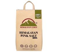 Himalayan Chef Sal rosa del Himalaya, bolsa a granel de grano grueso de 5 libras, cristales gourmet 100% naturales y puros, contiene 84 minerales, sal de mesa, kosher y vegano, para molinillos y