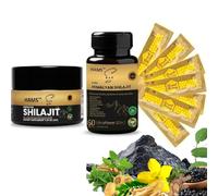 Himalayan Shilajit Resin & Ashwagandha - Energy Booster with 84+ Minerals & Fulvic Acid, Strength, Stamina, Stress Relief, Immunity & Vitality Support + FREE 6 VIP Royal Honey Sachets for Boost Energy