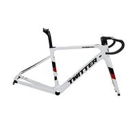 HIMALO 700c Bicicleta De Carretera Cuadro De Carbono Freno De Disco Cuadro De Carreras 45/48/51/54CM Eje Pasante BB86 Enrutamiento Interno De 100/142mm (Color : White, Size : 54CM)