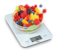 Himaly Báscula de Cocina Digital, 10 KG Báscula de Alimentos Multifunción Ultradelgada Vidrio Templado + Material ABS con Pantalla LCD y Función de Tara