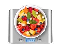 himaly Báscula Digital de Acero Inoxidable, 5 kg/1 g Báscula de Cocina, Báscula Multifuncional para Alimentos, Incluye Batería (Metal)