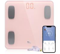 himaly Báscula Grasa Corporal, Báscula Baño Digital Compatible con Bluetooth Inteligente, Báscula Analógica Monitores de composición corporal Para Móviles Andriod y iOS（Rosa)