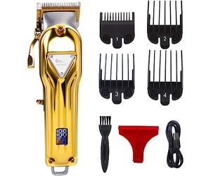 himaly Cortapelos Profesional Hombre Electrónico Corte Pelo Profesional Máquina Cortar Pelo Recortador de Barba Cortadora de Pelo USB Recargable (Dorado)