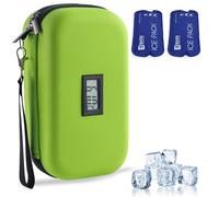 HIMDUZE Enfriador de insulina con termómetro, funda de viaje para diabéticos con 2 bolsas de frío reutilizables para uso diario