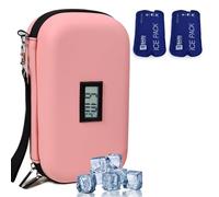 HIMDUZE - Funda de viaje con enfriador de insulina, aprobado por la TSA portátil con aislamiento para diabéticos con visualización de temperatura del termómetro, organizador de medicamentos, Rosado,