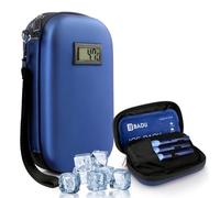 HIMDUZE nevera portatil insulina viaje, aprobado por la TSA, nevera medicamentos portatil, para viajes con termómetro y pantalla de Celsius temperatura, w/1 paquetes de hielo, azul