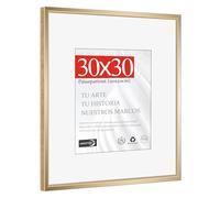 HIMEETIME® 1x Marco de Fotos 30x30 cm Aluminio Metálico Cepillado Champán Dorado | Passepartout 20x20 cm，Marco 30x30cm Cuadrado Mediano Certificados y Diplomas，Solo para Montaje en Pared