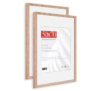 HIMEETIME® 2x Marco de Fotos - 50x70 cm,Madera de Roble | Passepartout 40x50cm | Marco 50x70 Grande para Diplomas - Solo para Montaje en Pared