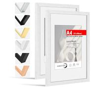 HIMEETIME® 2x Marco de fotos A4 21x30 cm Blanco de Madera marcos cuadro,Aplicable para fotos de A5 15x21 cm con paspartú o 21x 29.7cm sin paspartú,Para Decoración Hogar marco A4