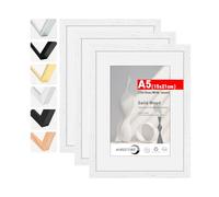 HIMEETIME® 3x Marco de fotos A5 15x21 cm Blanco de Madera marcos cuadro,Aplicable para fotos de 9 x 14 cm con paspartú o 14.8 x 21cm sin paspartú,Para Decoración Hogar marco A5
