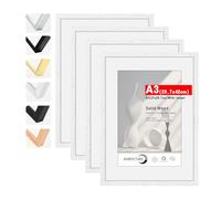 HIMEETIME® 4x Marco de fotos A3 29.7x42cm Blanco de Madera marcos cuadros, con soporte de A4 (21x 29.7cm),Para Decoración de Pared y Decoración hogar marco A3
