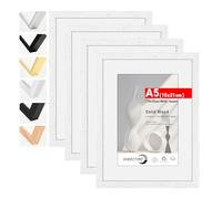 HIMEETIME® 4x Marco de fotos A5 15x21 cm Blanco de Madera marcos cuadro,Aplicable para fotos de 9 x 14 cm con paspartú o 14.8 x 21cm sin paspartú,Para Decoración Hogar marco A5