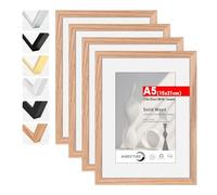 HIMEETIME® 4x Marco de fotos A5 15x21 cm Roble de Madera marcos cuadro,Aplicable para fotos de 9 x 14 cm con paspartú o 14.8 x 21cm sin paspartú,Para Decoración Hogar marco A5