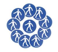 HIMEN 10 pegatinas para el suelo redondas, 9 cm, para uso peatonal, antideslizante y resistente a la intemperie, símbolo de peatón, color azul