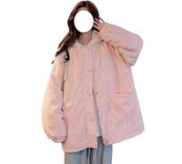 HIMI HIMIFASHION Lindos abrigos de invierno para adolescentes, kawaii con orejas de oso, forro polar, con cremallera, abrigo informal cálido con capucha, rosa, XL