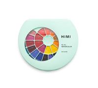 HIMI Juego de acuarelas semihúmedas, 38 colores en sartenes, pincel, edición Green Case Edition, más suave que seco, despierta con un chapoteo de agua, fácil de mezclar, pincel, suministros de juego