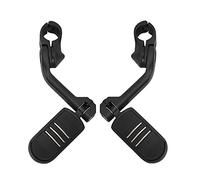 HIMIKI Motorcycle Highway Pegs Crash Bar Adjustable Foot Peg Compatible with Softail Sportster Electra Road Glide Road King Street Glide with 1.25" Engine Guard Matte Black Long Angled