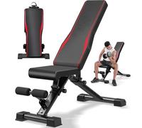 Himimi Banco de pesas plegable, soporta hasta 408 kg, 14 posiciones, altura del asiento de 47 cm, banco de entrenamiento multifunción para entrenamiento de cuerpo entero, banco inclinado para casa o
