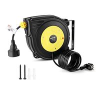 Himimi Carrete automático de cable 13 m, 1250W ~ 2000W, Enrollador de cable 10m + 3 metros, montaje en pared para exteriores, protección contra sobrecarga, montaje en pared y techo, 180° giratorio
