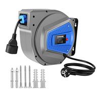 Himimi Carrete de cable automático de 15m + 1m de cable, 1500W tambor de cable, montaje en pared, montaje en pared 180°, giratorio para montaje en pared con soporte de montaje