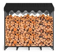 Himimi Estantería de metal para leña exterior, 185 x 70 x 185 cm, 2,4 m³/3,5 SRM, capacidad de sujeción, soporte de madera exterior, con funda protectora