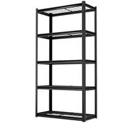 Himimi Estantería Metálica 5 Niveles 1000 kg Estantería de Almacenamiento Resistente con Baldas Regulables en Altura Estantería Abierta para Sótano Garaje Almacén Cocina Estantería 90x40x182cm Negro