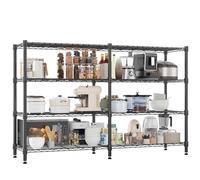 Himimi Estanterías de Almacenamiento de 4 Niveles Estantería de Alta Resistencia para Garaje Estantería de Alambre Ajustable en Altura Estantería de Metal para Almacenamiento, 180A*45P*152Hcm Negro