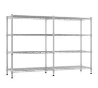 Himimi Estanterías de Almacenamiento de 4 Niveles Estantería de Alta Resistencia para Garaje Estantería de Alambre Ajustable en Altura Estantería de Metal para Almacenamiento,180A*45P*152Hcm Plateado