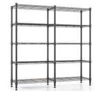 Himimi Estanterías de Almacenamiento de 5 Niveles Estantería de Metal para Almacenamiento Estantería de Alambre Ajustable en Altura Estantería de Alta Resistencia para Garaje, 152A*35P*183Hcm Negro