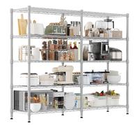 Himimi Estanterías de Garaje Resistentes de 5 Niveles, 180Anx45Prx183Al cm, Unidad de Estantería Metálica de Alambre Ajustable, Rack de Almacenamiento Gran Capacidad para Garaje Despensa Cocina, Plata