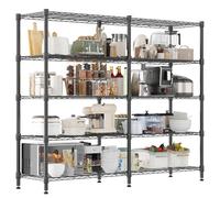 Himimi Estanterías Metálicas Resistentes de 5 Niveles, 180x45x183 cm, Unidad de Almacenamiento Metálica Ajustable, Rack de Almacenamiento de Pie Gran Capacidad para Garaje Despensa Cocina, Negro