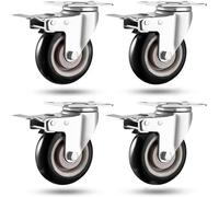 Himimi Juego de 4 Ruedas Giratorias de 75mm con Freno, Ruedas para Muebles con Capacidad de Carga de 400 kg, Ruedas de Transporte Giratorias 360°, Adecuadas para Todo Tipo de Suelos
