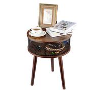 Himimi Mesa de Centro Redonda, Mesa de salón con Estante, Mesa de café Moderna de Madera con Marco de Metal y Tablero de Madera, fácil Montaje, Color marrón rústico.